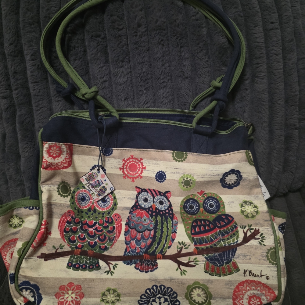 Colorful Owl Print Women's Bag